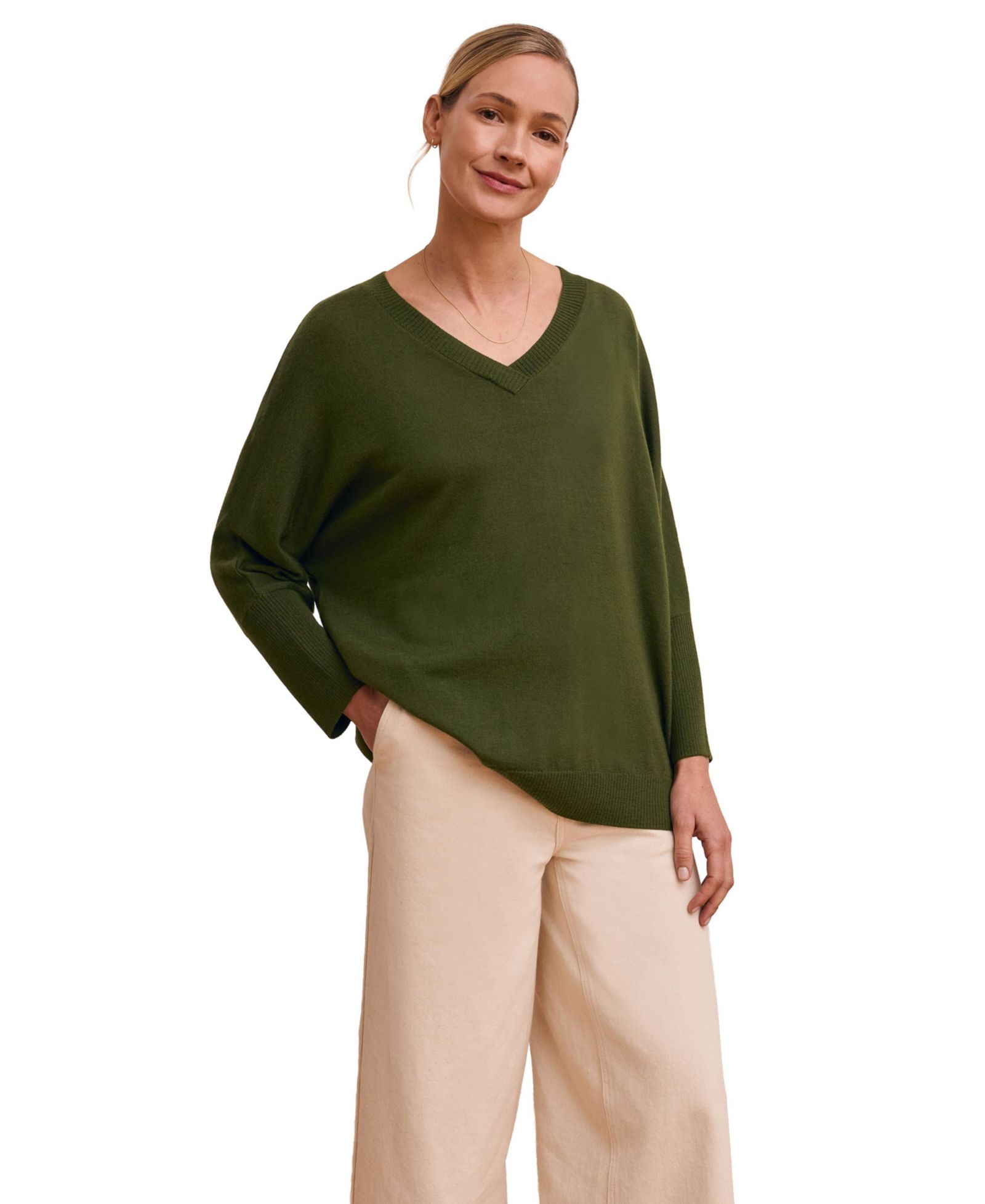 Celtic & Co. Women's Slouchy V-Neck Pure Wool Jumper