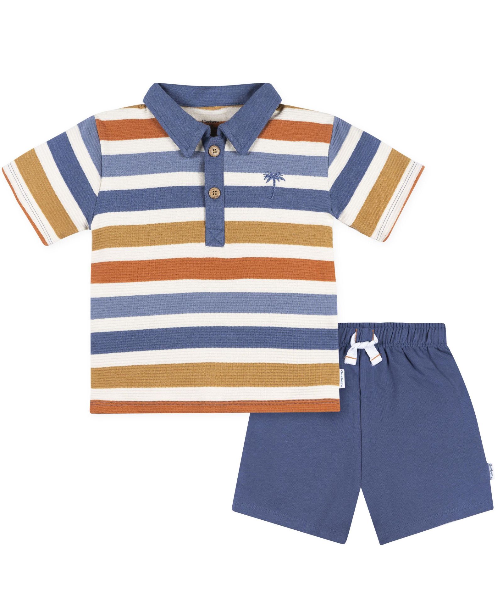 Gerber Baby Boys Collared Shirt and Short Set, 2-Piece
