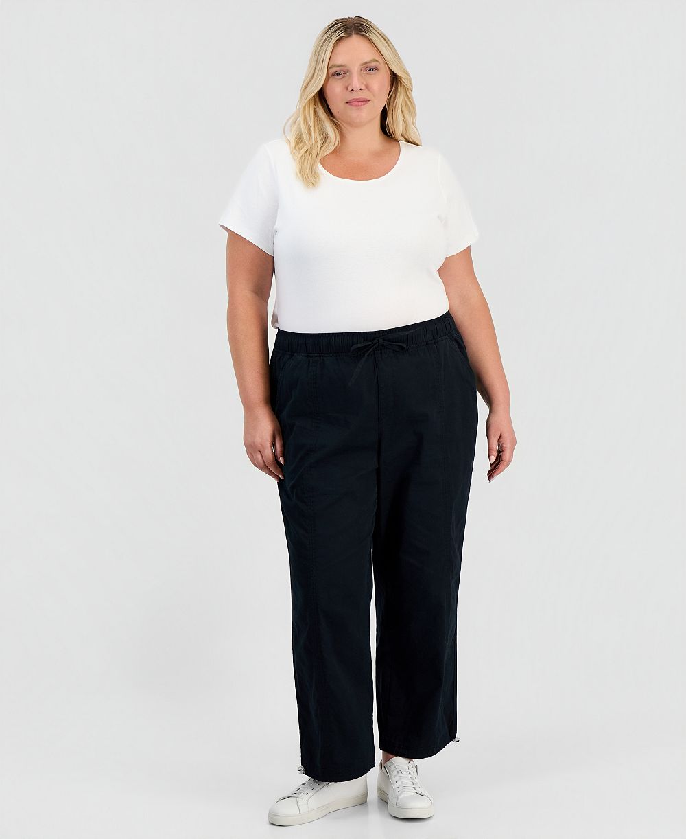 Style & Co Plus Utility Bungee Pull-On Cropped Pants, Macy's Exclusive