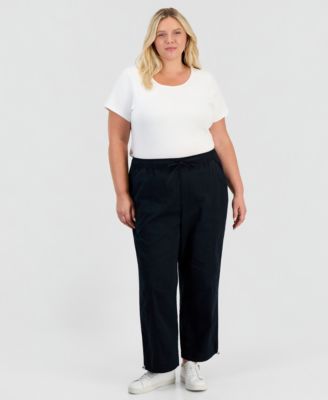 Style & Co Plus Utility Bungee Pull-On Cropped Pants, Macy's Exclusive
