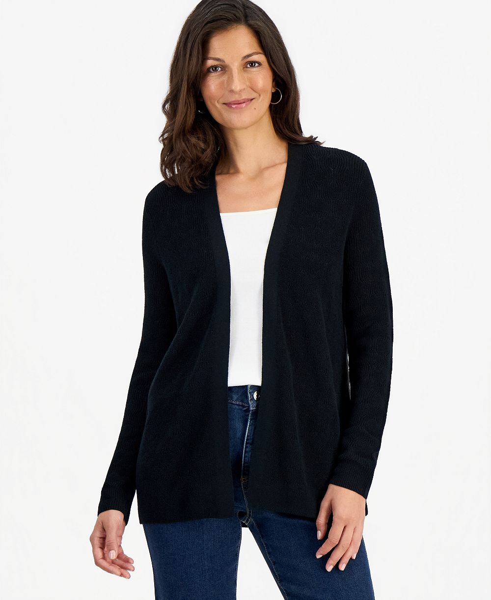 Свитер-кардиган Style & Co Petite Textured Open-Front Cotton