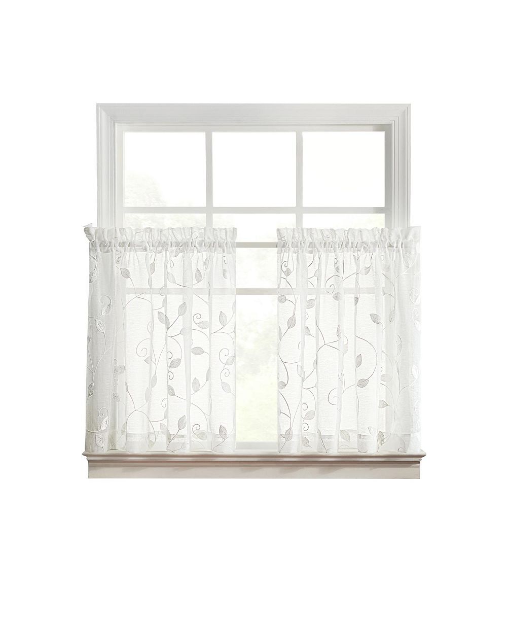 Ellis Curtain Chatham 100% Polyester Embroidered Sheer Rod Pocket Tiers 70" x 36"