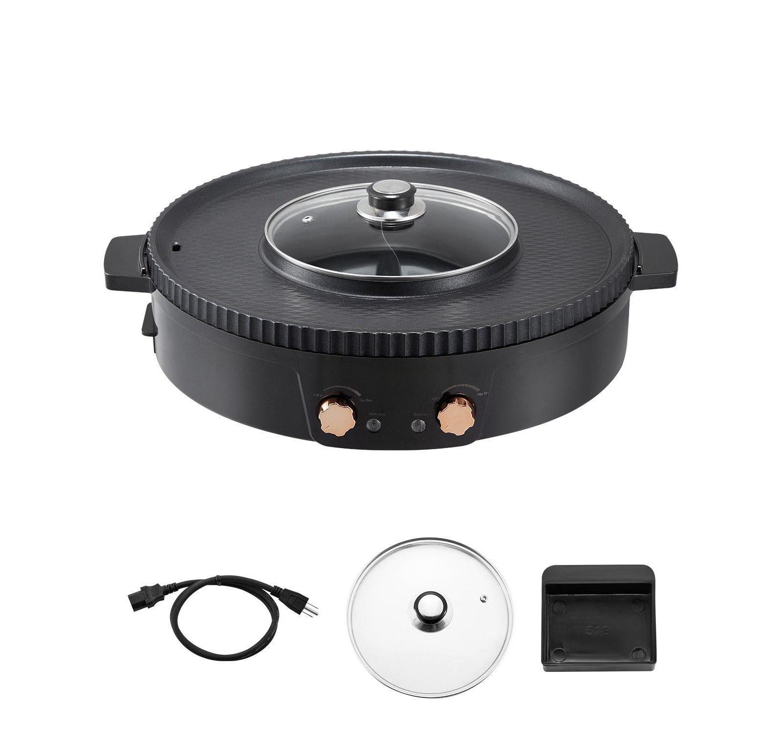 Ecooso Electric Hot Pot with Grill, Dual Temperature Control, Nonstick Pan, Serves