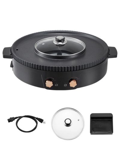 Ecooso Electric Hot Pot with Grill, Dual Temperature Control, Nonstick Pan, Serves