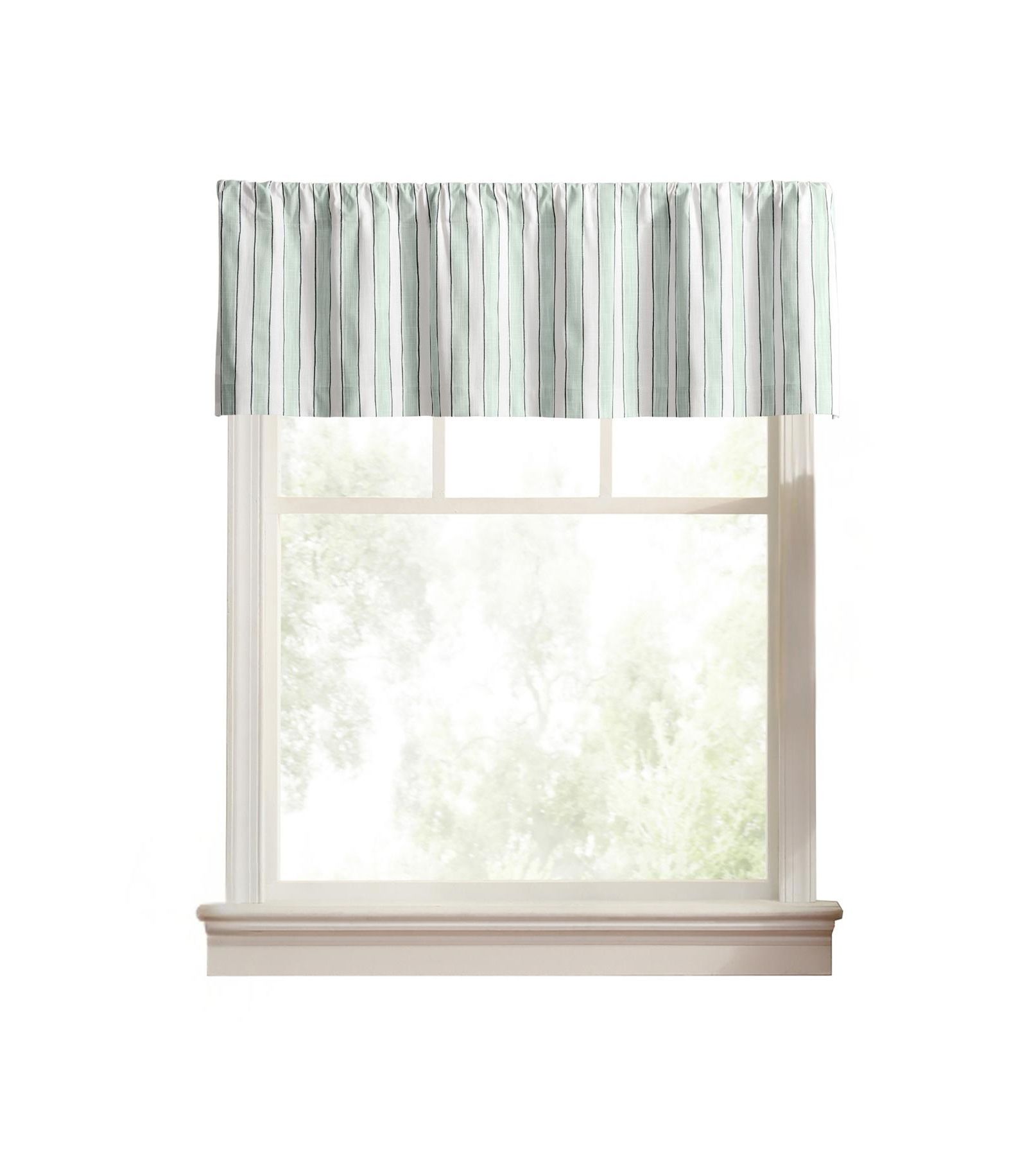 Ellis Curtain Saratoga Stripe 100% Cotton Tailored Rod Pocket Valance 50" x 16"