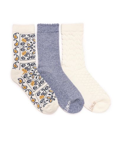MUK LUKS Women's Dream Step Crew Socks, 3 Pair Pack