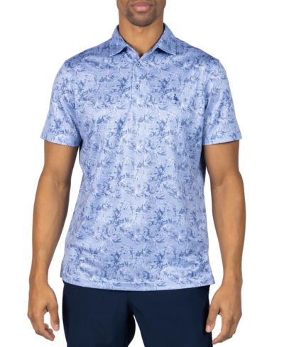 Tailorbyrd Men's Vintage Tropical Printed Mesh Performance Polo