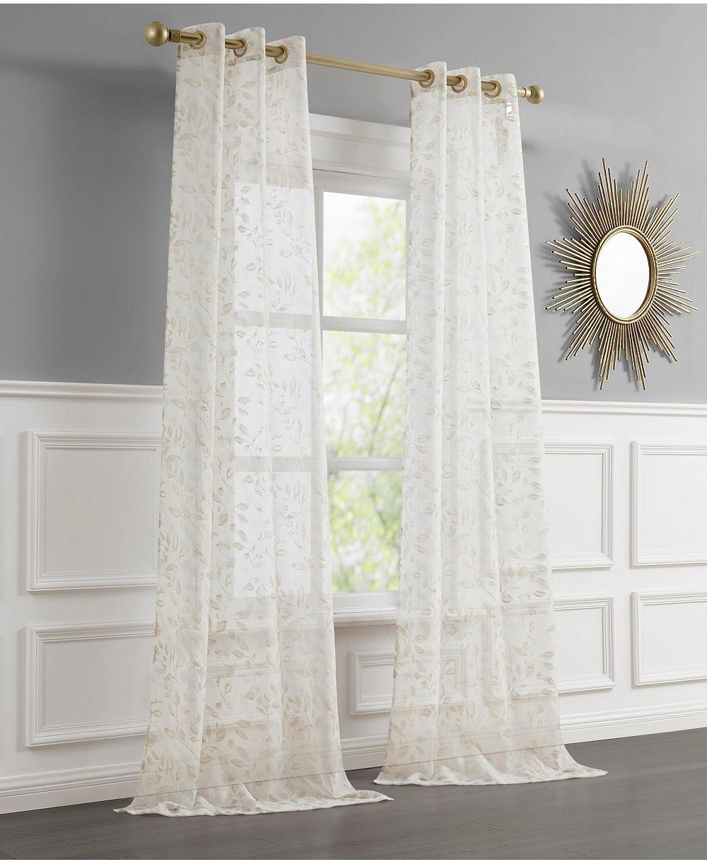 Dainty Home Cecily 2-Pack Linen Textured Metallic Light Filtering Grommet Curtain Panel Pair 38" x 84"