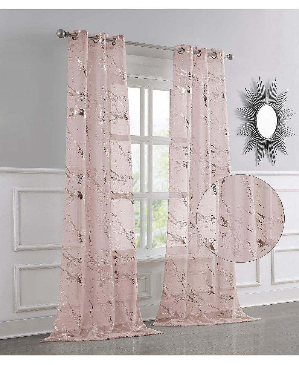 Dainty Home Chloe 2-Pack Linen Textured Metallic Light Filtering Grommet Curtain Panel Pair 38" x 84"