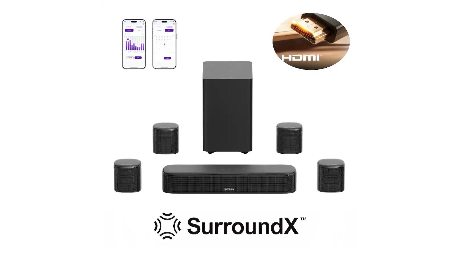 Ultimea Aura S4T 7.1-канальная система объемного звука саундбар с surround-колонками и сабвуфером