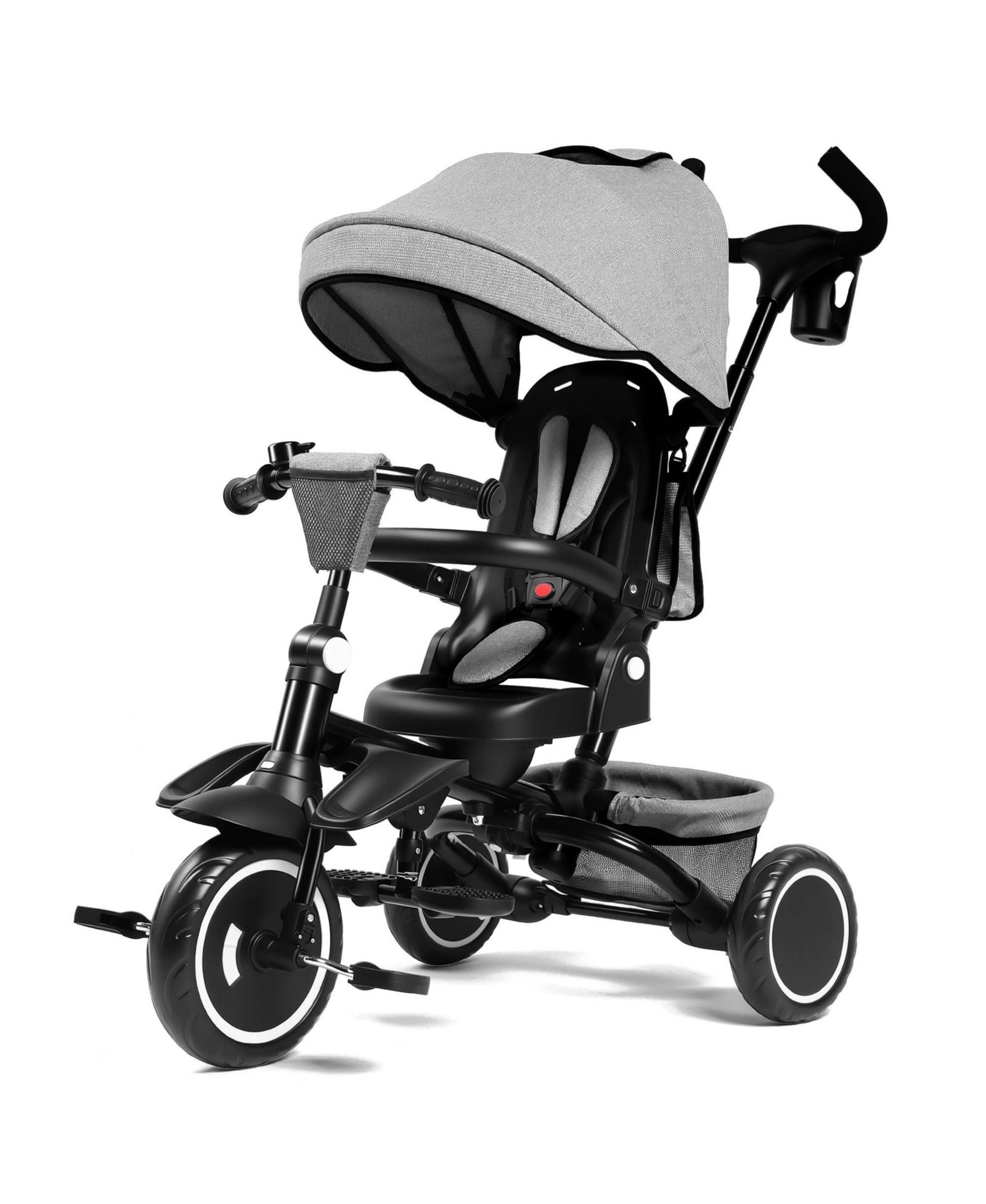Kinder King 7-in-1 Toddler Tricycle Stroller with Rotating Seat and Adjustable Push Handle, Ages 9 Months to 5 Years
