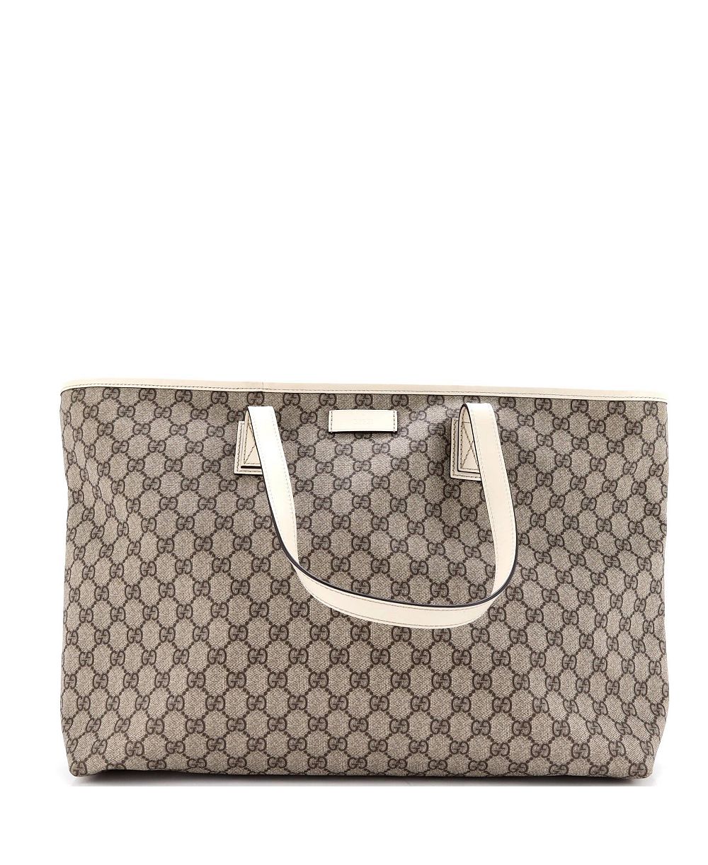 Pre-Owned Gucci Large Plus Tote GG Coated Canvas with Leather