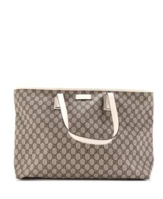 Б/у большая сумка-тоут Gucci Plus из ткани GG с кожаной отделкой