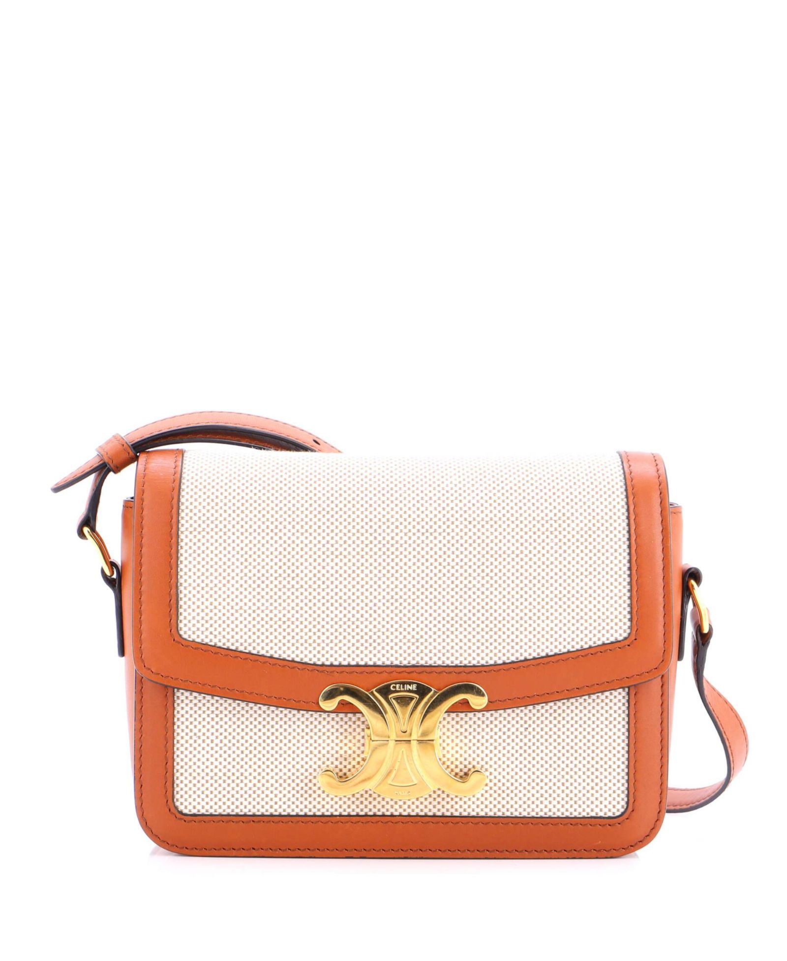 Сумка Celine Teen Triomphe Shoulder Bag Canvas with Leather, Pre-Owned