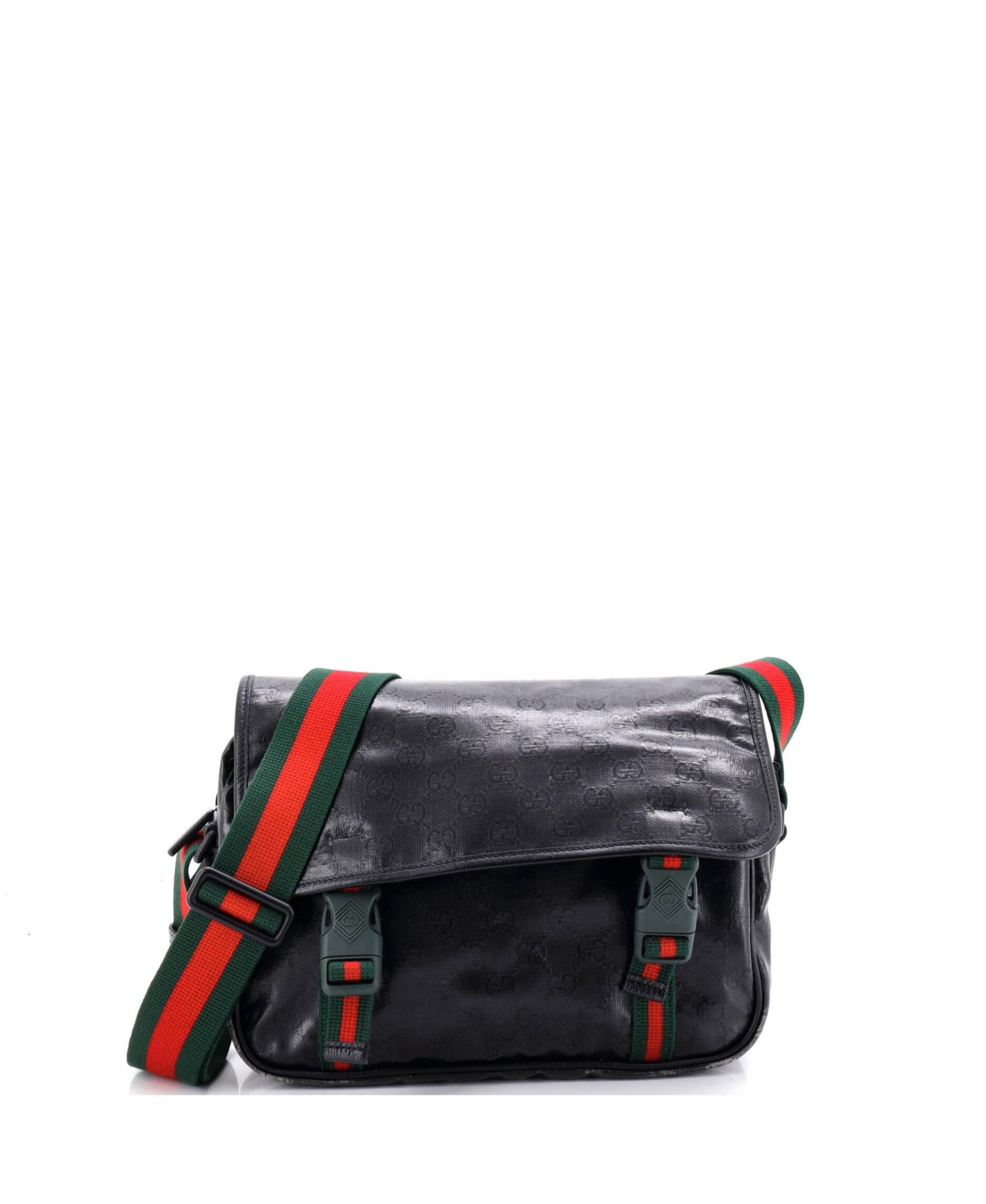 Pre-Owned Gucci Small Web Buckle Messenger Bag GG Coated Canvas