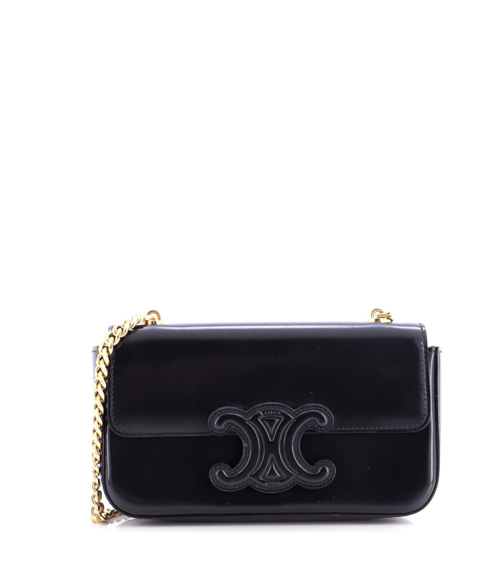 Pre-Owned Celine Small Triomphe Chain Shoulder Bag Leather