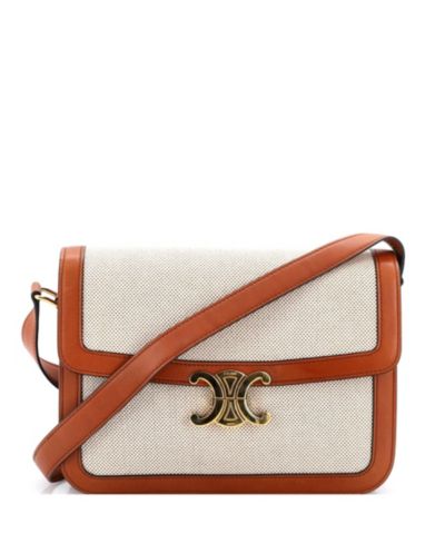 Celine Shoulder Bag Triomphe из канваса с кожей, б/у, Medium