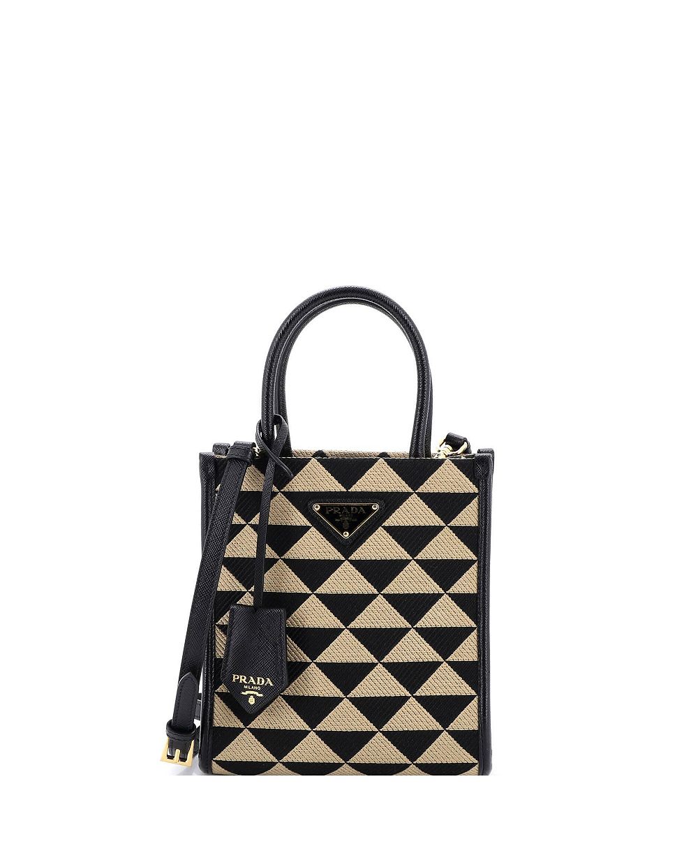 Б/у маленькая сумка-тоут Prada Symbole Shopper из жаккарда
