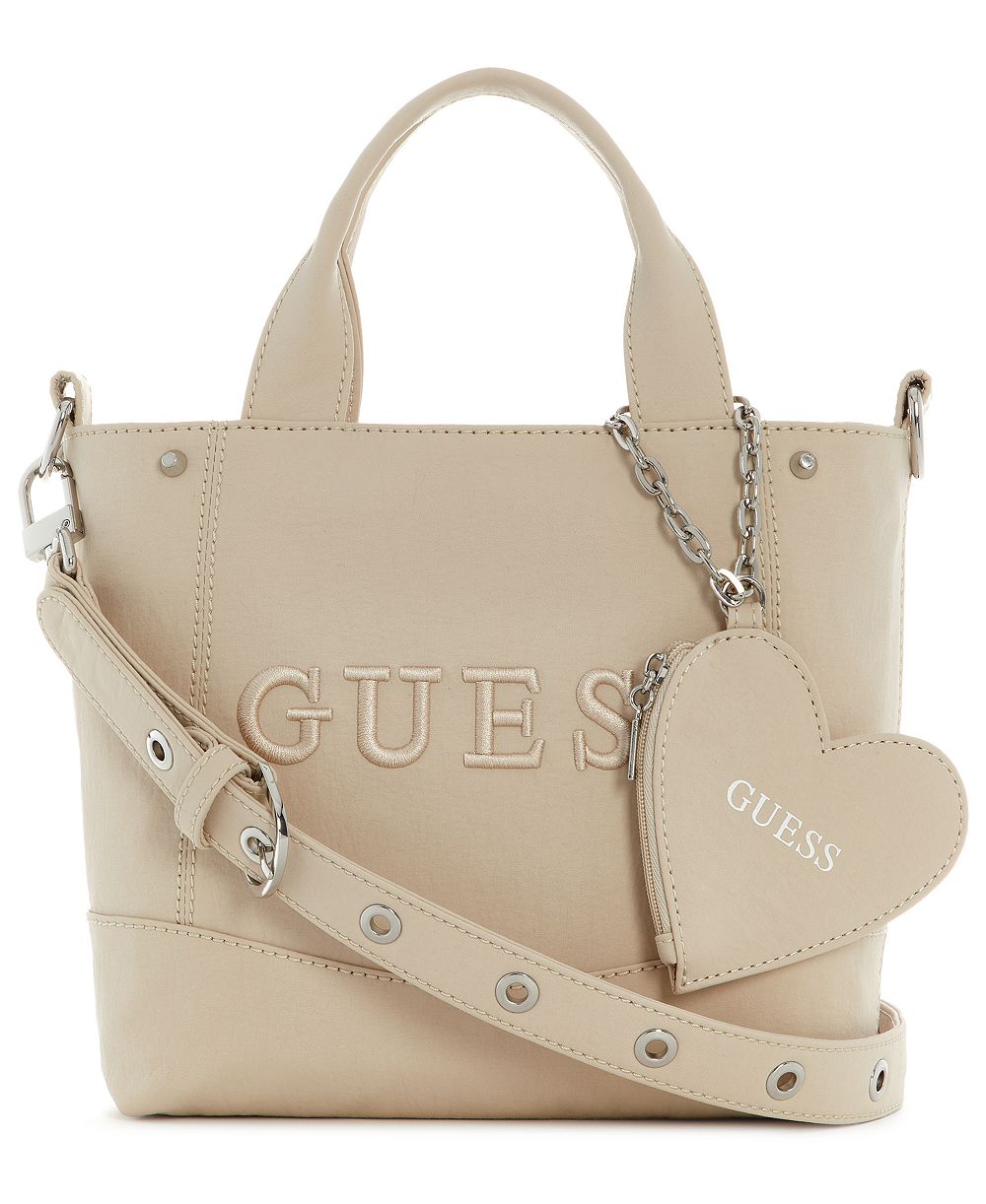 GUESS Sasha Small Heart Charm Tote Handbag