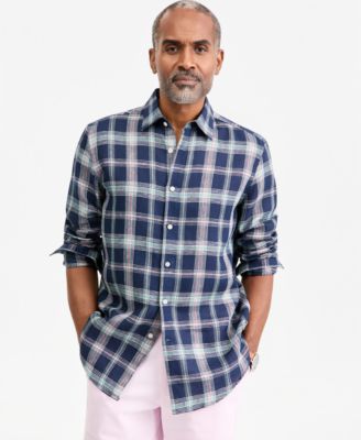 Мужская рубашка Club Room Plaid Linen Button-Up