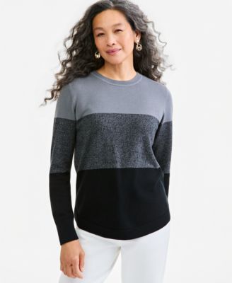 Женский свитер Style & Co Cotton Colorblocked с изогнутым краем