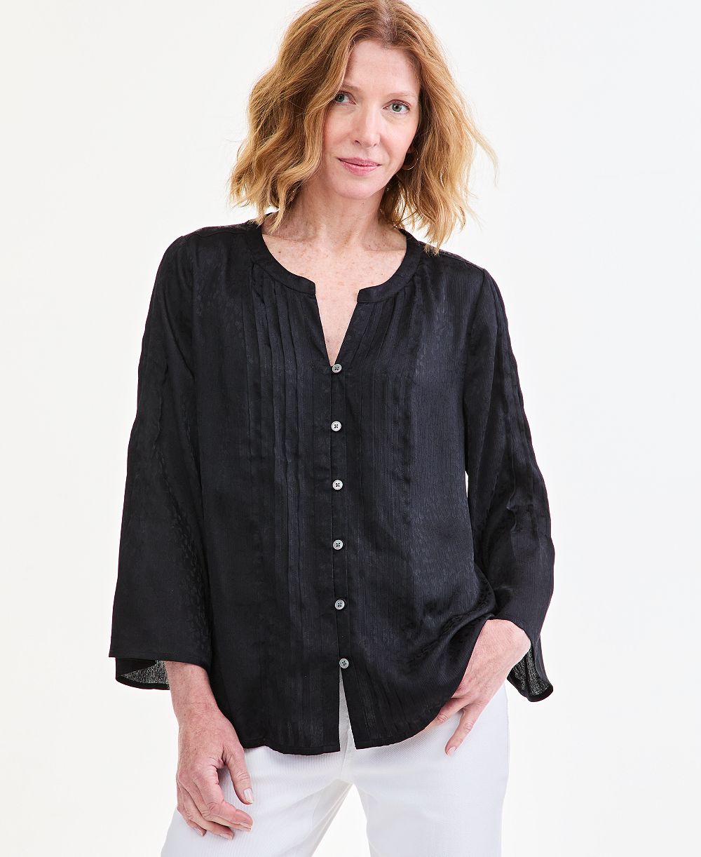 Style & Co Women's Satin Pintuck Bell-Sleeve Top, Macy's Exclusive