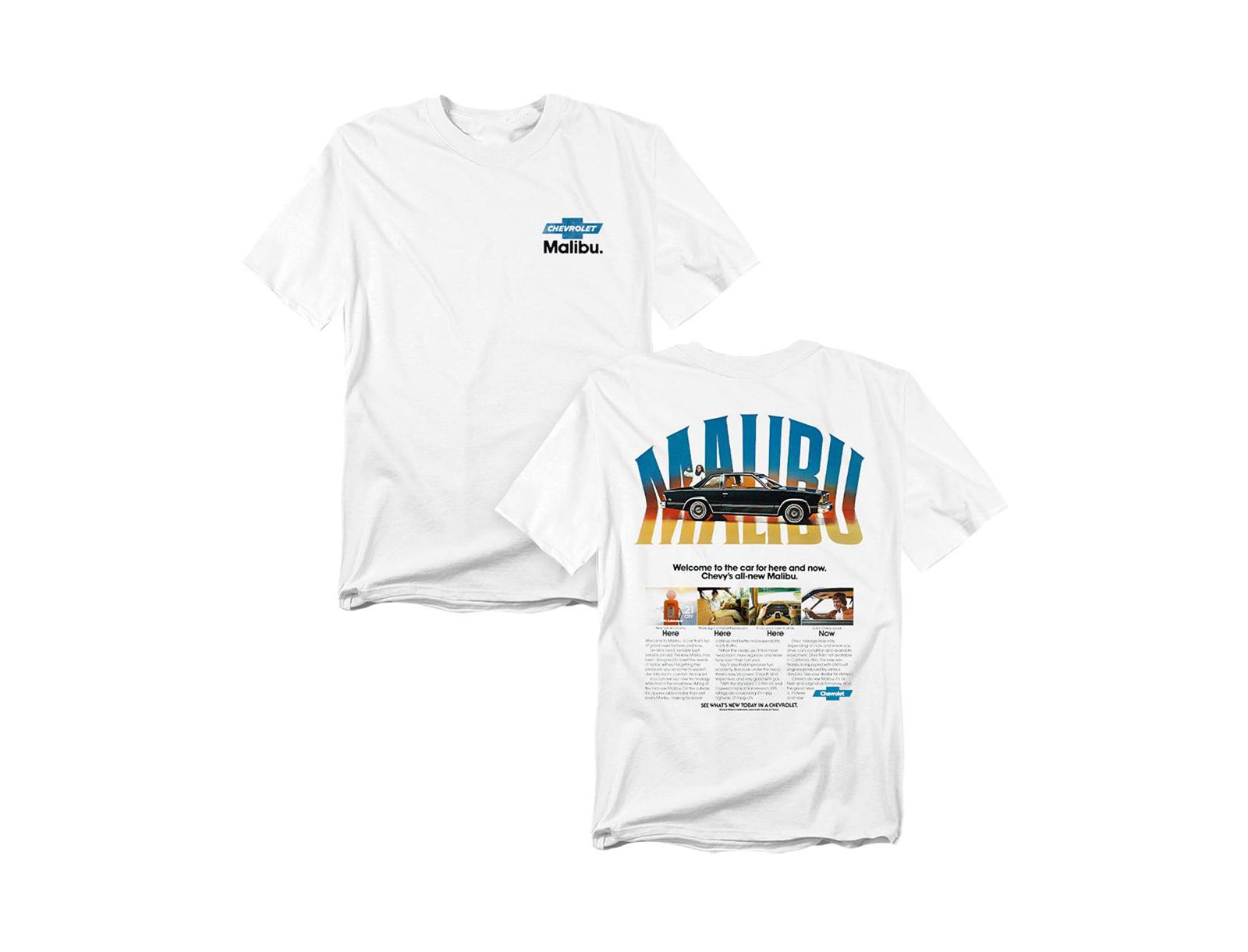 Corvette Men's Chevrolet Malibu Ad Front Back T-Shirt