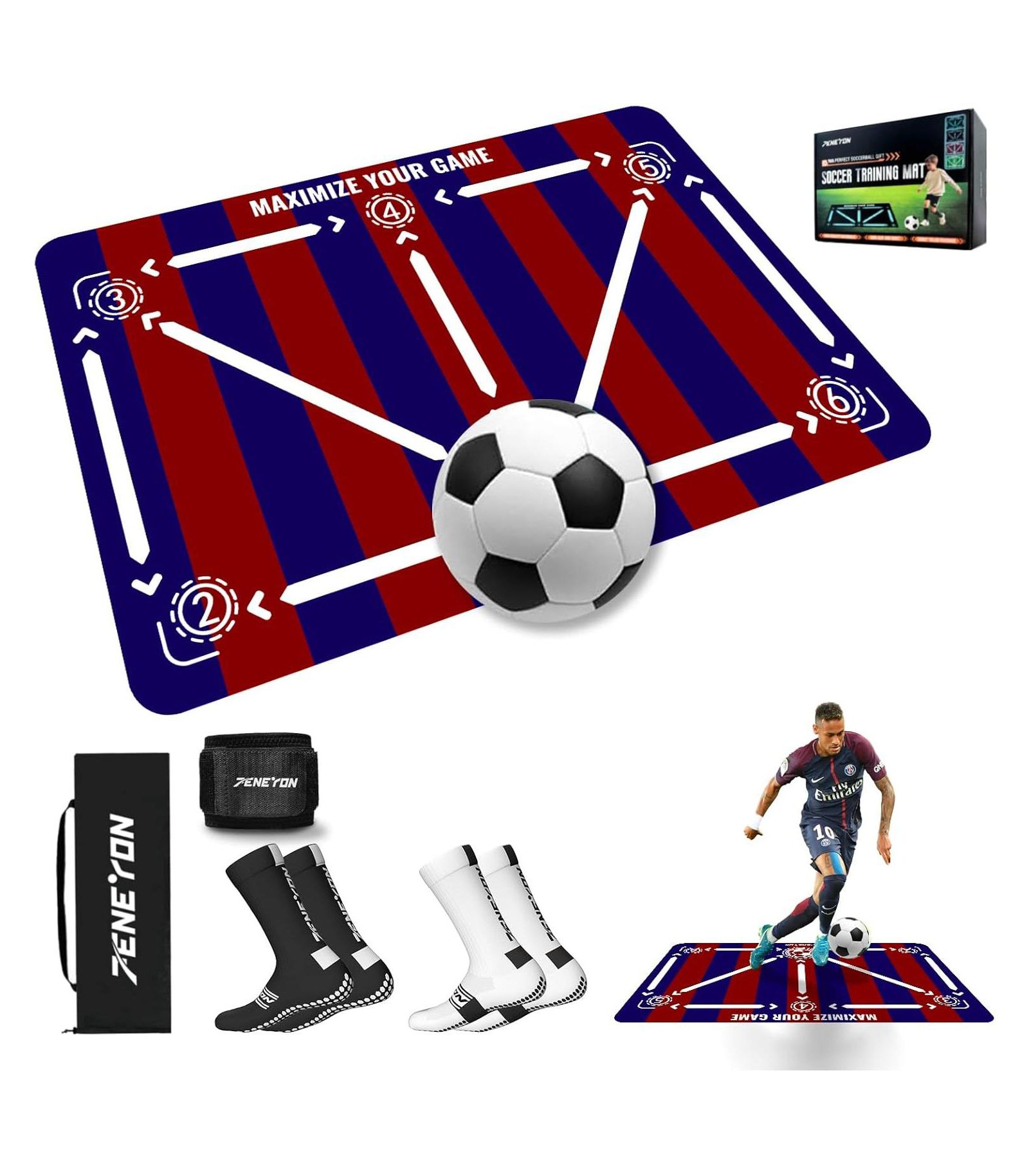 Коврик для тренировок Peneyon Soccer с регулируемым тренажером, Non-Slip для детей и молодежи