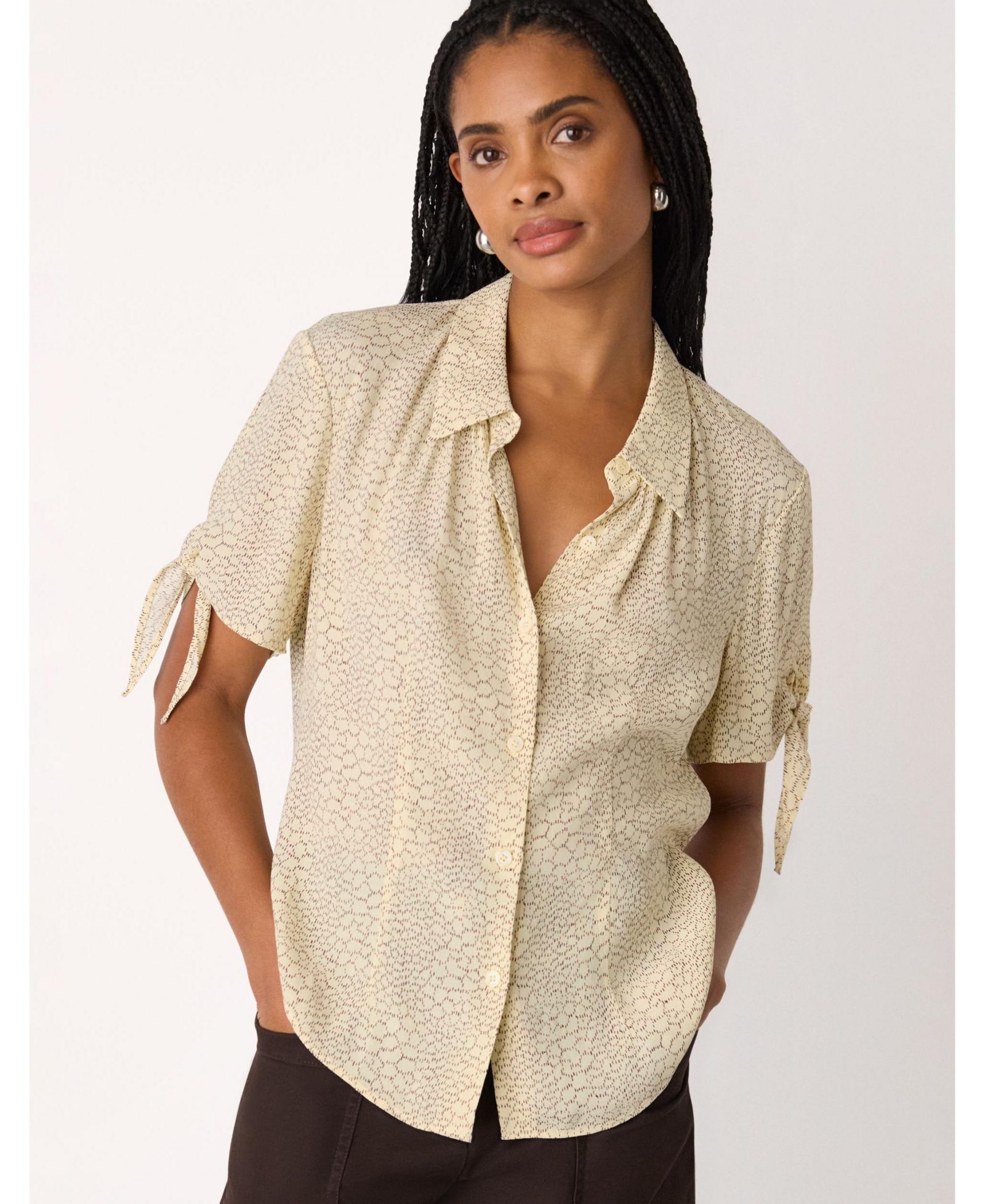 Whistles Women's Dashed Marks Tie Sleeve Shirt