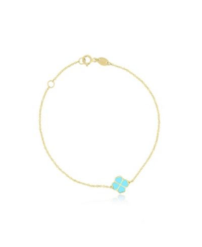 The Lovery Turquoise Lucky Clover Bracelet 14K Gold