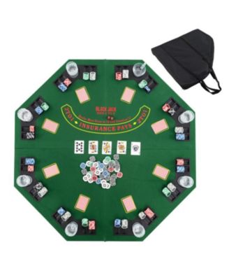 HONGGE 48 Inch 8-Player Foldable Poker Table Top with Carrying Bag and Cup Holders