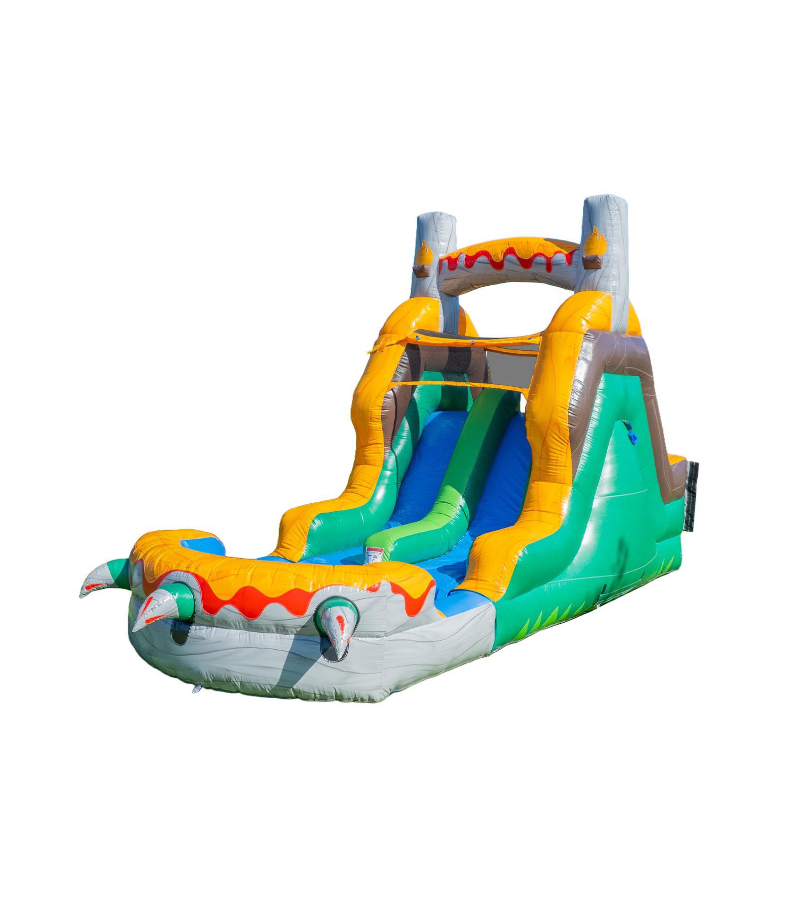 Herokiddo T-Rex Adventure 12-Foot Tall Dual-Lane Backload Inflatable Water Slide with Pool, Ages 3+