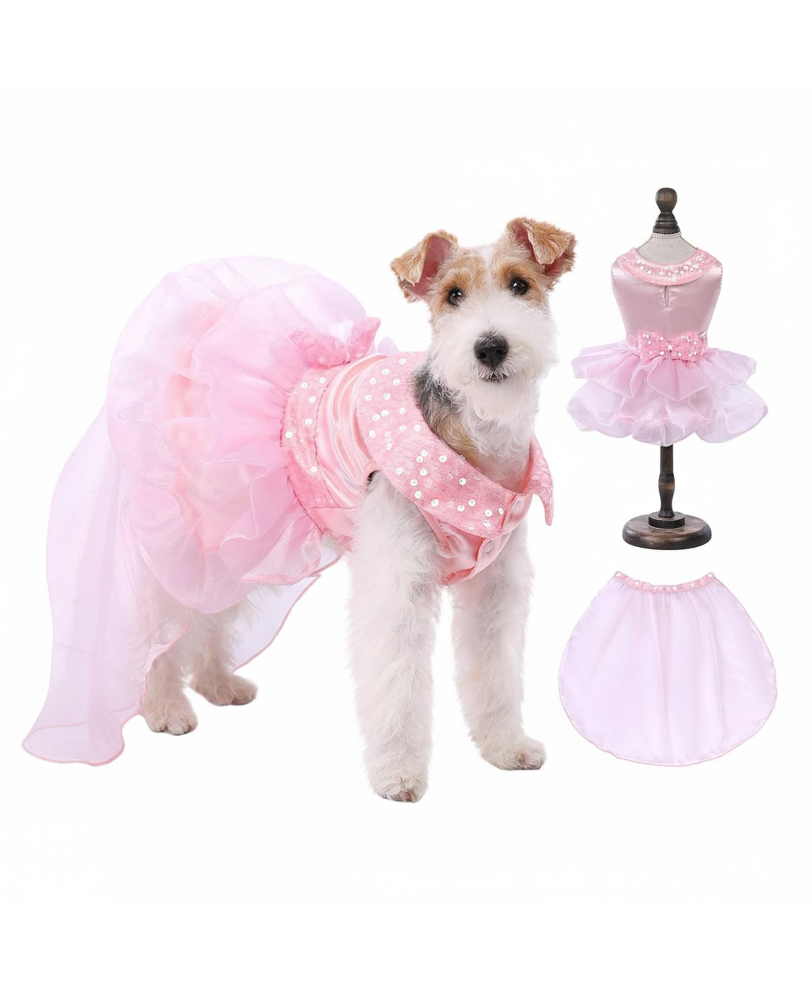 ARONKL платье для собак Princess Lace с вуалью и пайетками
