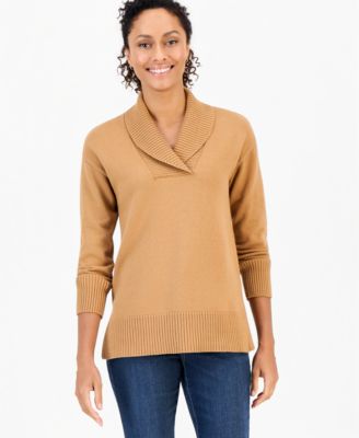 Style & Co Petite Shawl Collar Cotton-Blend Sweater, Macy's Exclusive
