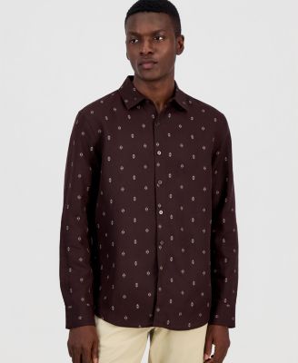 Мужская рубашка Alfani Spaced Geometric Long-Sleeve Woven