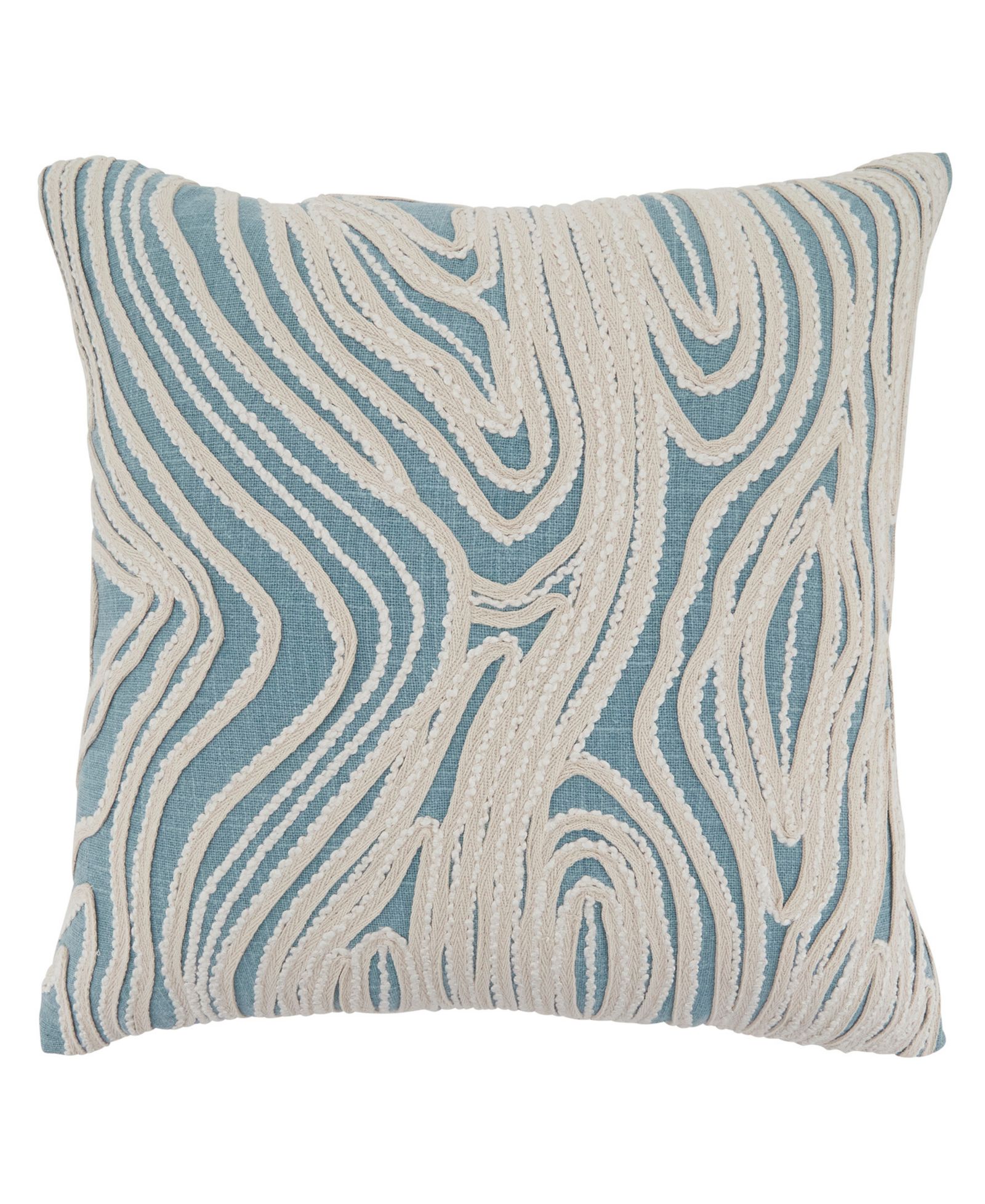 Saro Lifestyle Embroidered Wave Decorative Pillow, 18" x 18"