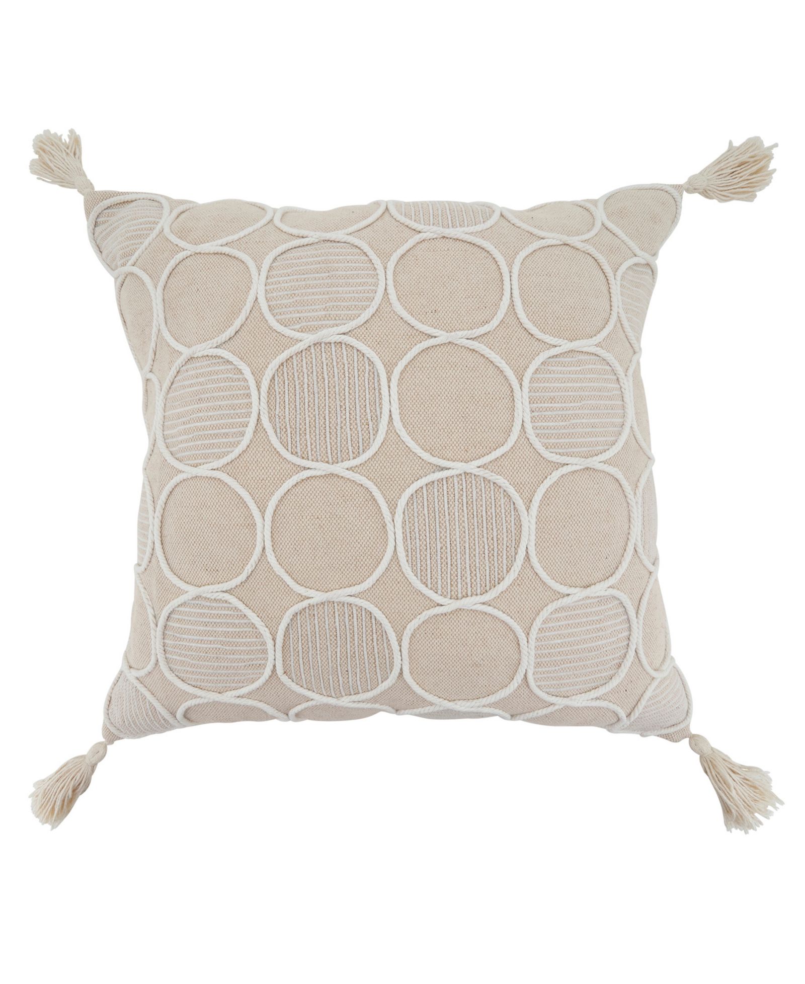 Saro Lifestyle Circle Stitch Decorative Pillow, 18" x 18"