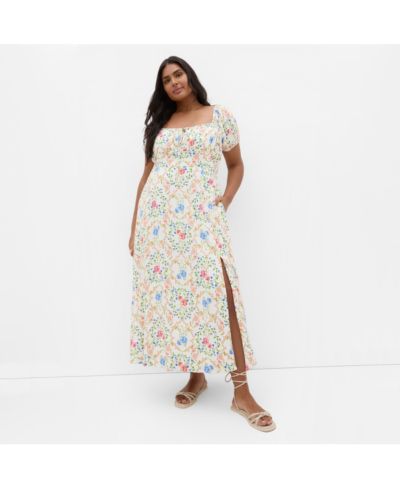 Женское макси-платье CITY CHIC Abbie Short Sleeve Bouquet Print