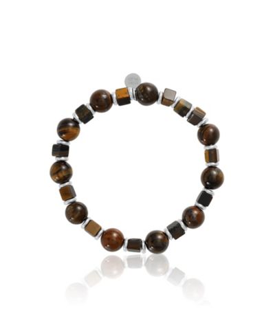 Мужской браслет Lucky Brand Tiger Eye and Hematite Beaded Stretch