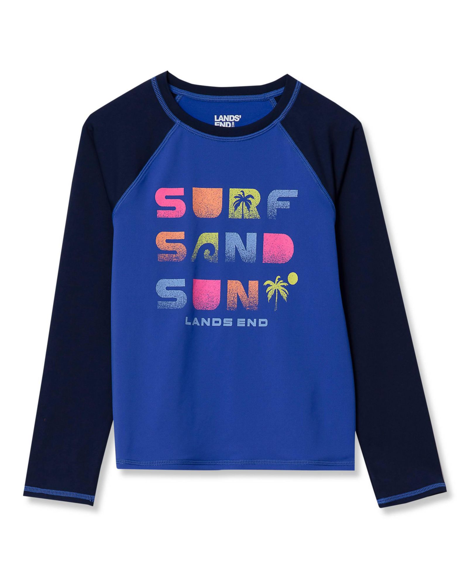 Детская рашгард Lands' End Big Girls Plus Chlorine Resistant Long Sleeve Crew Neck