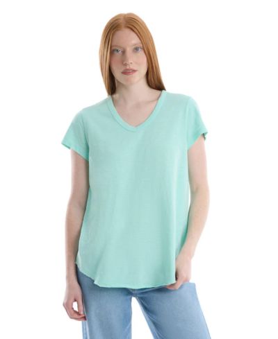 WILT Женский Short Sleeve Shrunken V-Neck Shirttail Tee