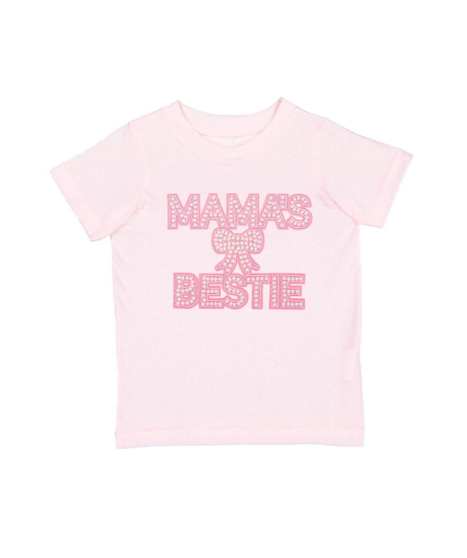 Sweet Wink Toddler Girls Mama's Bestie Pearl Patch Short Sleeve T-Shirt