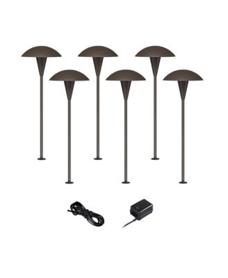 John Timberland Mushroom 18" High Mid Century Modern 8-Piece Outdoor Landscape Lighting Set Porch LED Bulb
