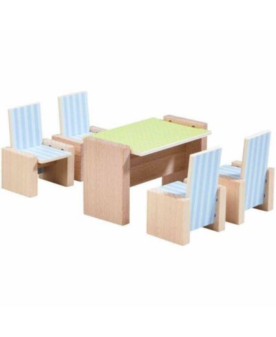 Haba Little Friends Wooden 5-Piece Dining Room Set, Ages 3+