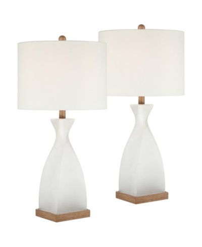 360 Lighting Ryan High Frosted Glass Modern Coastal Table Lamp Set of 2