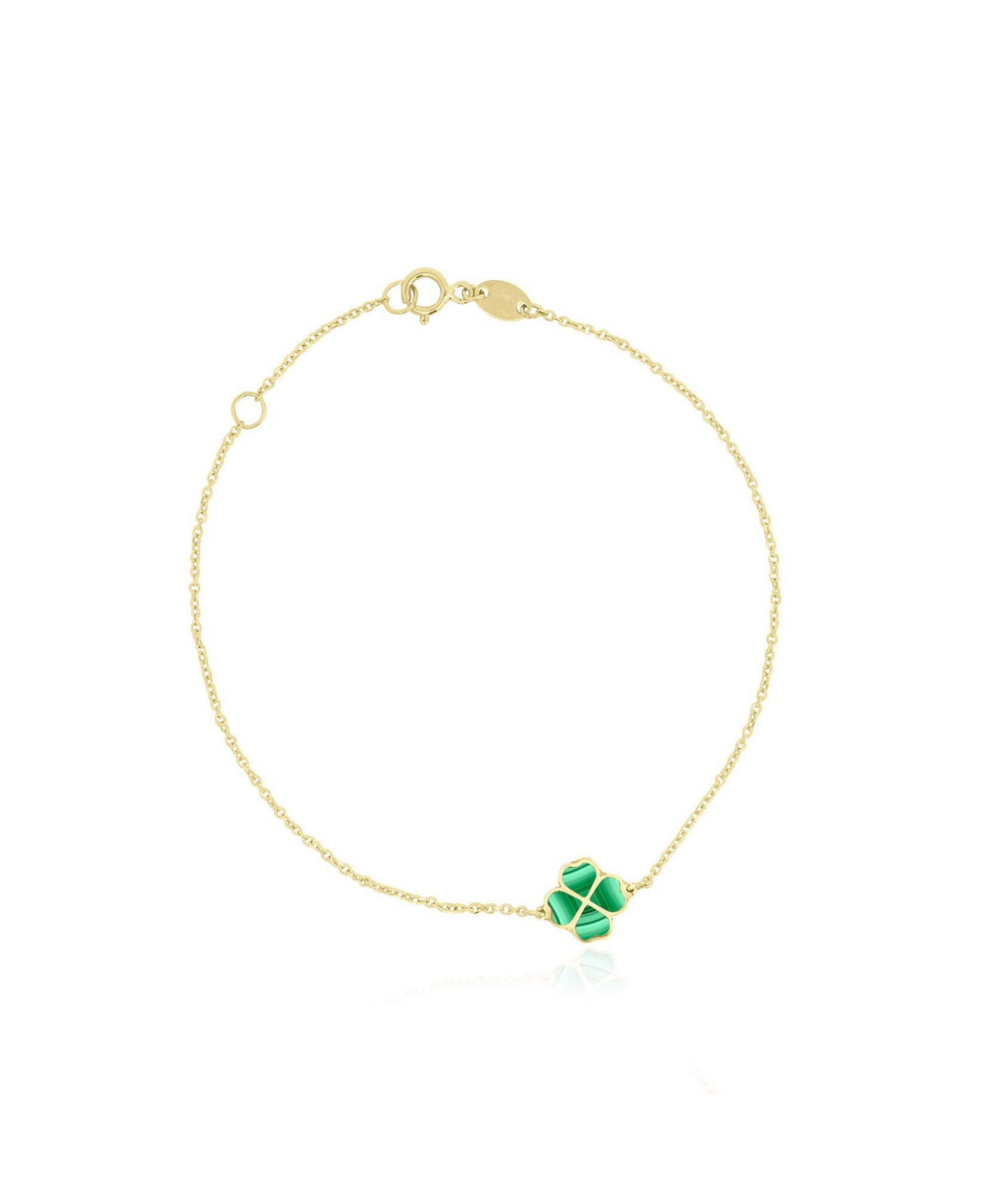Браслет The Lovery Malachite Lucky Clover 14K Gold