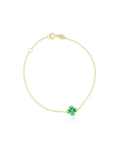 The Lovery Malachite Lucky Clover Bracelet 14K Gold