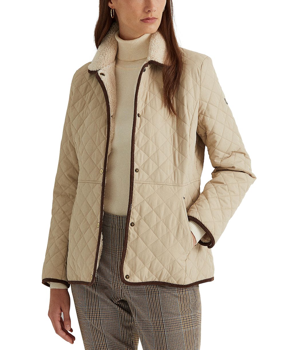 Lauren Ralph Lauren Women's Faux-Sherpa-Collar Quilted Coat, Created for Macy's