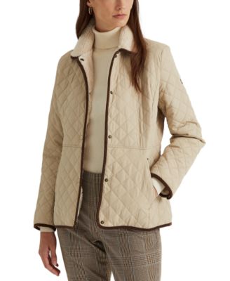 Lauren Ralph Lauren Women's Faux-Sherpa-Collar Quilted Coat, Created for Macy's