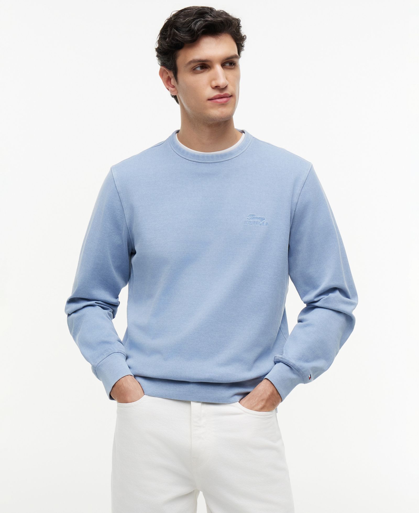 Tommy Hilfiger Men's Garment-Dyed Crewneck Sweatshirt